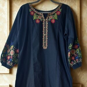 NEW Indian Pakistani Bollywood Kurti Dress in Black,  Red And Gold